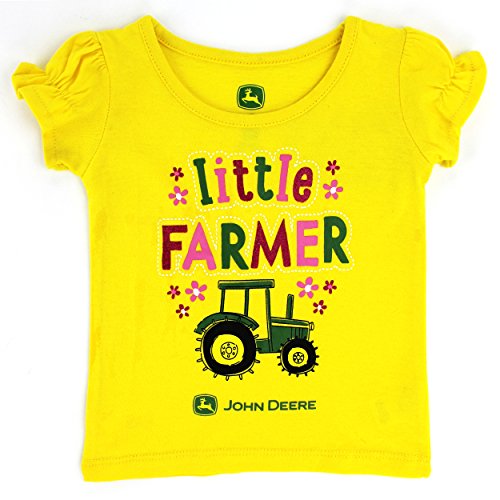 John Deere Toddler Girls Short Sleeve Tee (3T, Yellow)