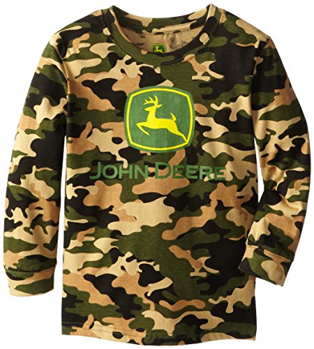 John Deere Little Boys' Basic Chest Logo Long Sleeve Tee, Camouflage, 4
