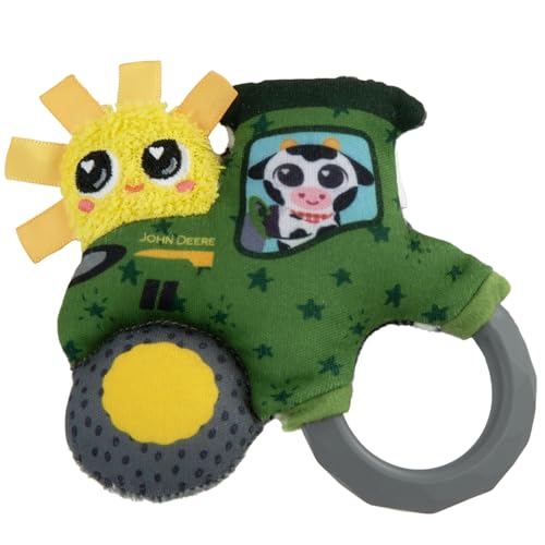 Lamaze John Deere Rattle My First Tractor Soft Baby Rattle Easy Grip Ring, Various Fabric Structures and Bands Sensory Baby Toy from 0 Months - tractorup2