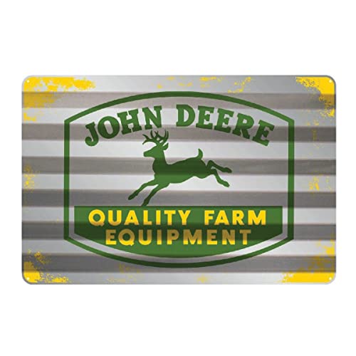 John Deere Metal Sign - Quality Farm Equipment, Corrugated, Silver - tractorup2