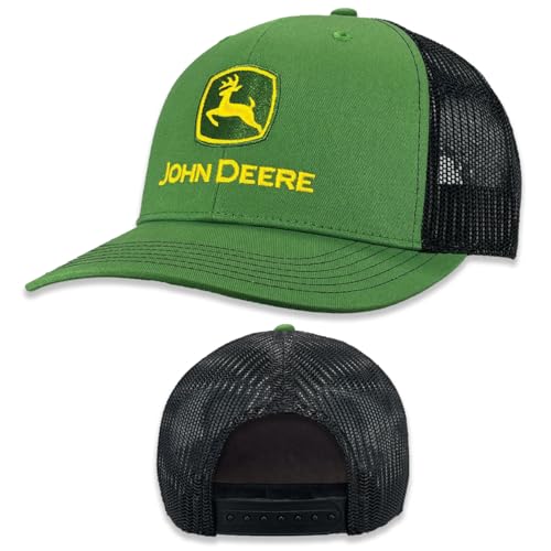 John Deere Green Baseball Cap with Green Front, Bill, and Black Mesh