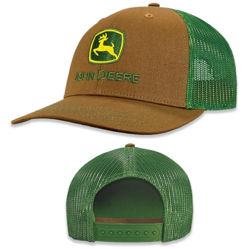 John Deere Brown Baseball Cap with Green Mesh, Adult Sized