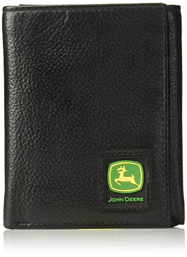 John Deere Men's Black Tri-fold Wallet