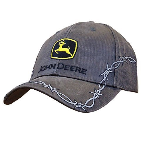 John Deere Men's Waxed Canvas Embroidery, Charcoal, One Size