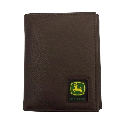 John Deere Men's Brown Tri-fold Wallet - tractorup2