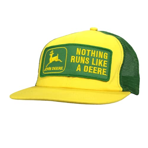 John Deere Nothing Runs Like A Deere Old School Mesh Back Trucker Hat, One Size - tractorup2