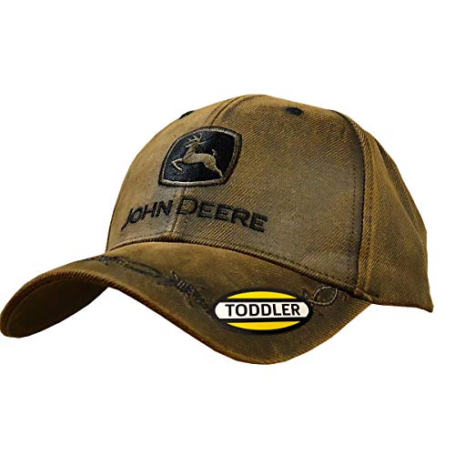 John Deere Toddler Kids Oilskin Hat-Brown - tractorup2