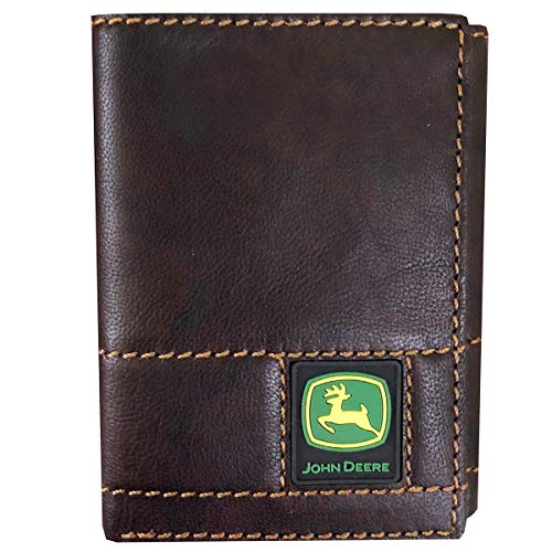 John Deere Men's Brown Raised Panel Tri-fold Wallet - LP70566