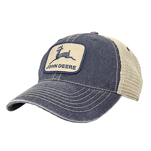 John Deere Stone Washed 6 Panel Mesh Hat Navy