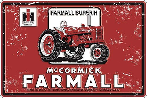 Case IH McCormick Farmall Super H 18" x 12" Metal Sign Distressed