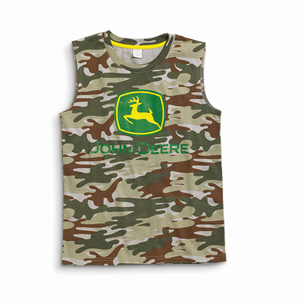 John Deere Camo Youth Logo Sleeveless Tank Top - tractorup2