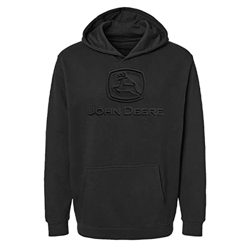 John Deere Embossed Current Logo Mens Hooded Sweatshirt Pullover Hoodie