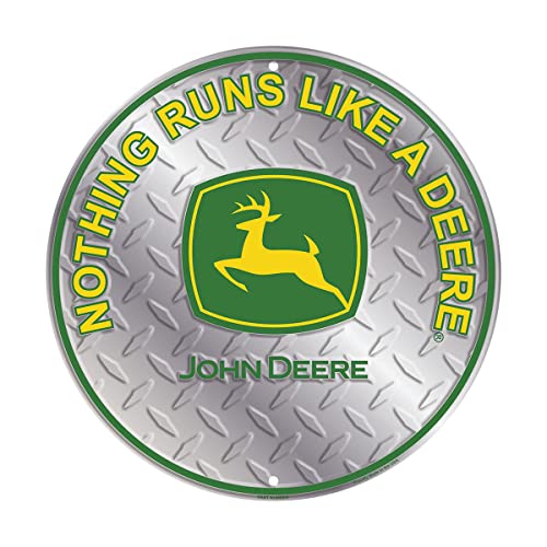 John Deere Modern Logo Raised Diamond Sign 12", Silver