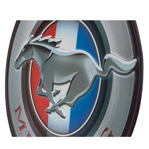 Ford Mustang Round Embossed Metal Sign - tractorup2