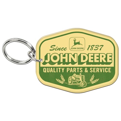 WinCraft Premium Acrylic Key Ring Black Back John Deere Retro