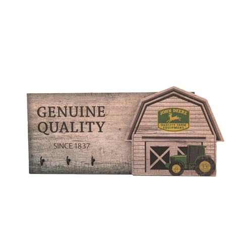 John Deere 3D Tractor Barn Wood Keyrack Genuine Quality Slogan