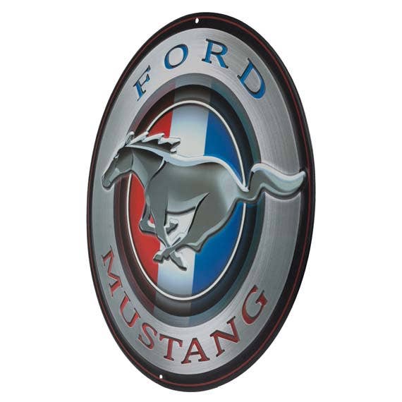 Ford Mustang Round Embossed Metal Sign - tractorup2