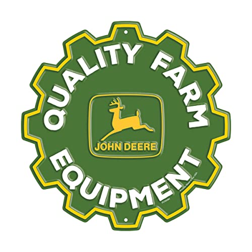 John Deere Round Gear Quality Farm Sign, 11.5", Green