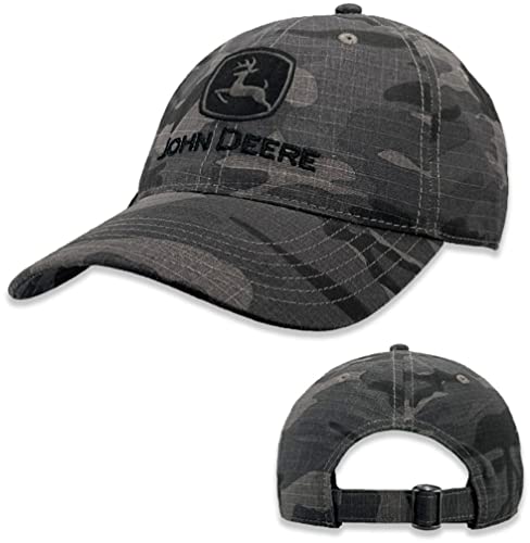 John Deere Mens Storm Camo Print Logo Hat Baseball Cap Gray