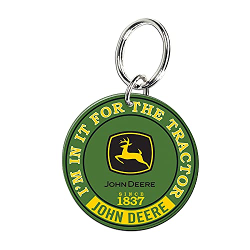 John Deere Key Ring, Round w/ Logo - tractorup2