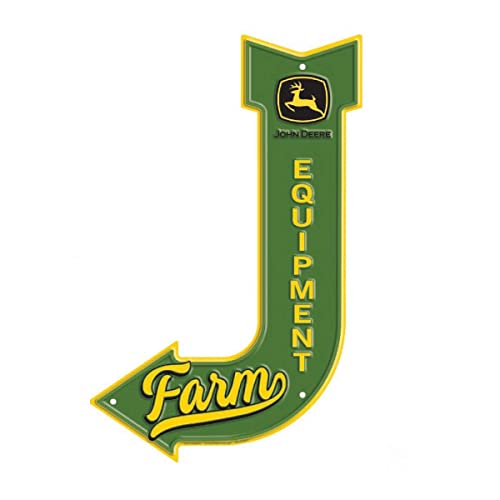 John Deere Metal Arrow Sign Farm Equipment, Green/Yellow