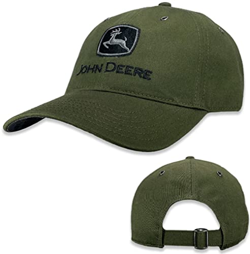 John Deere Mens Cotton Twill Logo Logo Hat Baseball Cap Green