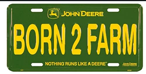 John Deere Born 2 Farm Green License Plate