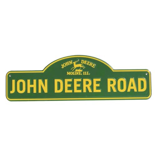 John Deere Metal Sign - 18" x 5.5" - John Deere Road Tin Sign with Moline Logo