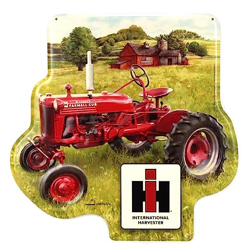 IH Farmall Cub Tractor Farm Scene Tin Sign, 16in x 15.75in 42008