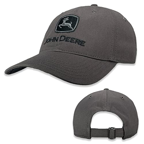 John Deere Mens Cotton Twill Logo Logo Hat Baseball Cap Charcoal