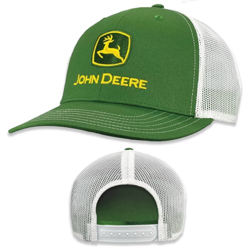 John Deere Green with White Mesh Adult Sized Hat