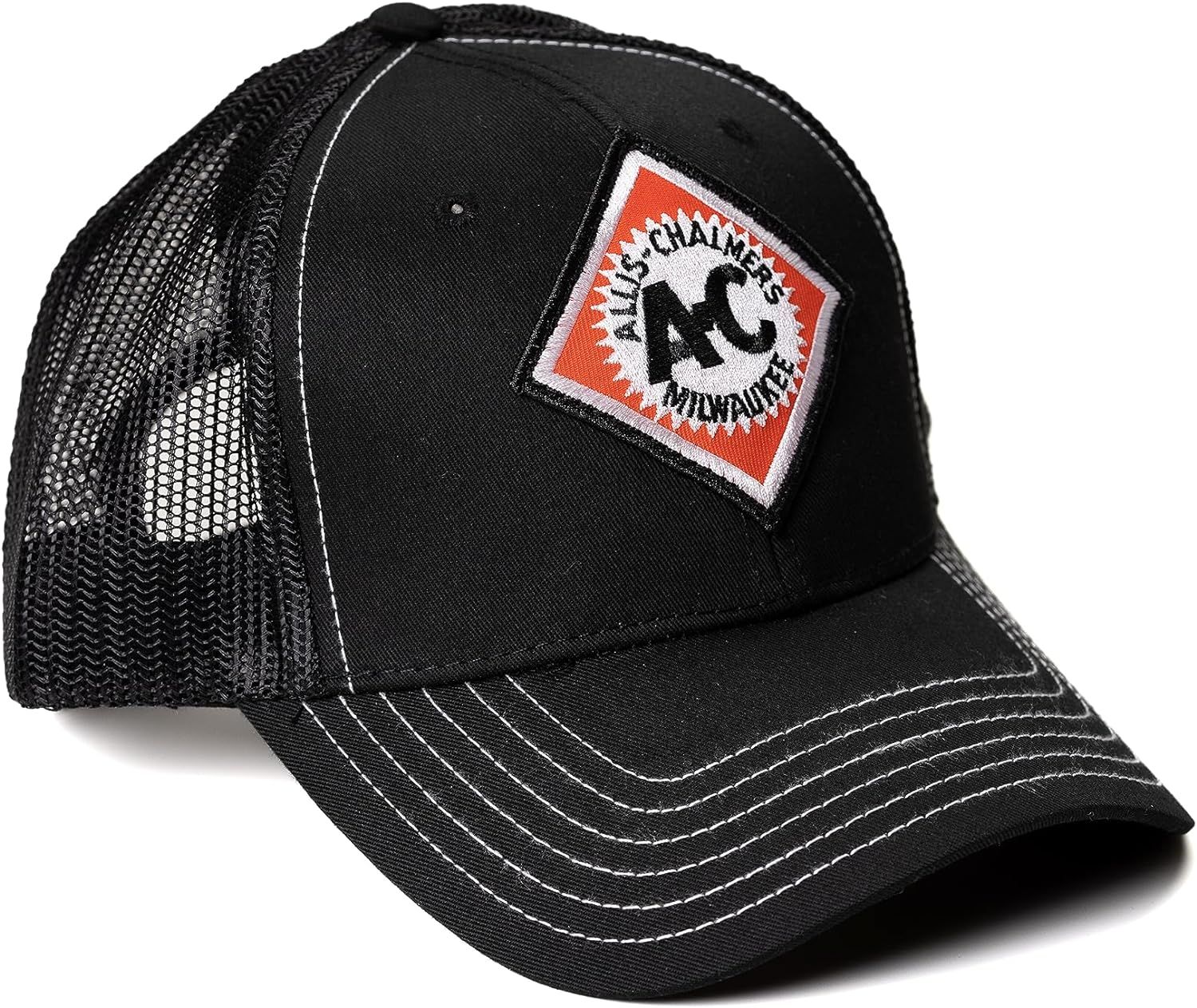 Allis Chalmers Hat with Vintage AC Logo, Black Mesh - tractorup2