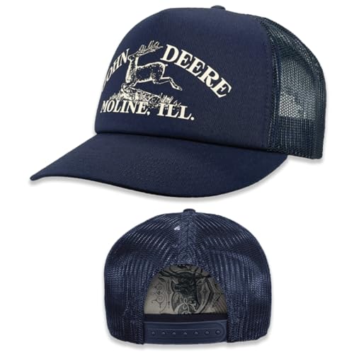 John Deere VIntage Logo Navy Mesh Hat, Adult