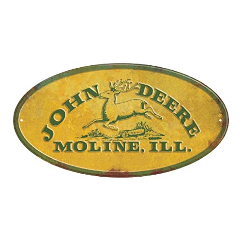 John Deere Metal Sign - JD Moline, ILL. Vintage Yellow