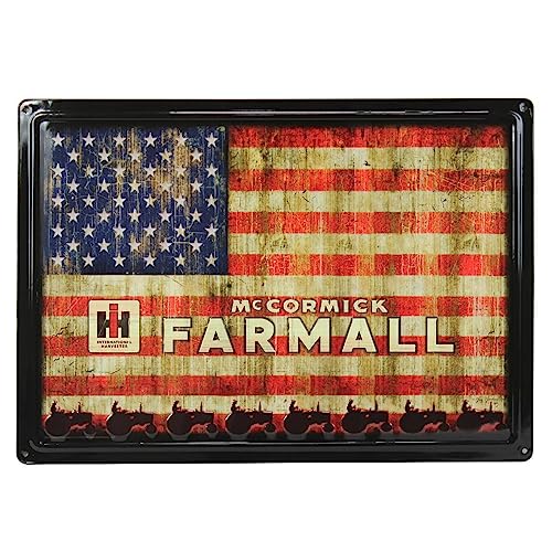 IH McCormick Farmall USA Flag Tin Sign, 17in x 12in 42001