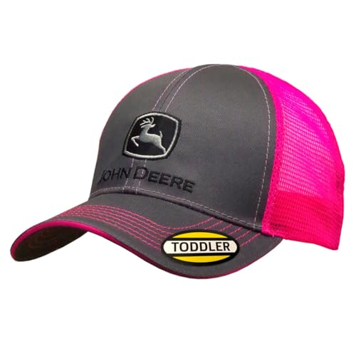 John Deere Toddler/Kids Mesh Back Cap (Charcoal/Pink) - tractorup2
