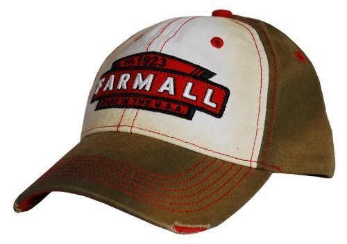 Farmall Tea Stained Distressed Baseball Hat Brown/Red - tractorup2