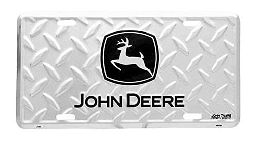 John Deere Silver License Plate with Black Logo