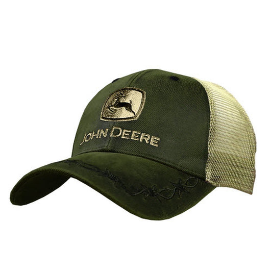 John Deere 6 Panel OilSkin Mesh Back Hat, Olive