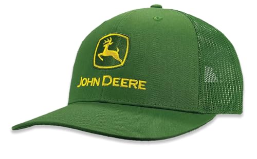 John Deere Mesh Backed All Green Baseball Cap with Yellow Logo