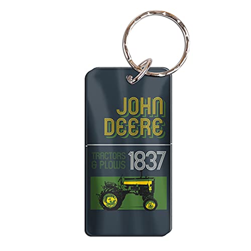 WinCraft Keychain Rectangle Metallic Mirror Back John Deere Tractor 1837