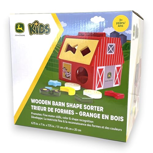 John Deere Wooden Barn Shape Sorter Educational Toy