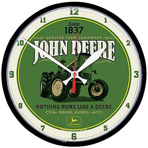 WinCraft John Deere Clock Round Nothing Runs Like A Deere Tractor - tractorup2