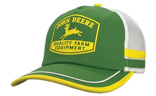 John Deere Green White Mesh Stripe Vintage Logo Cap