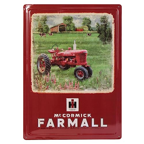 IH McCormick Farmall Tractor Farm Scene Tin Sign, 17in x 12in 42002