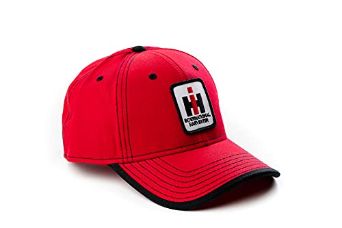 J&D Productions, Inc. IH International Harvester Logo Hat, Red with Black Accents - tractorup2