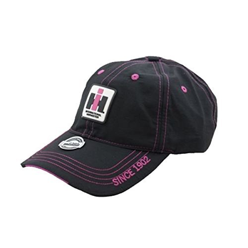 IH Womens Black Adjustable Nylon Logo Cap With Pink Accents - tractorup2