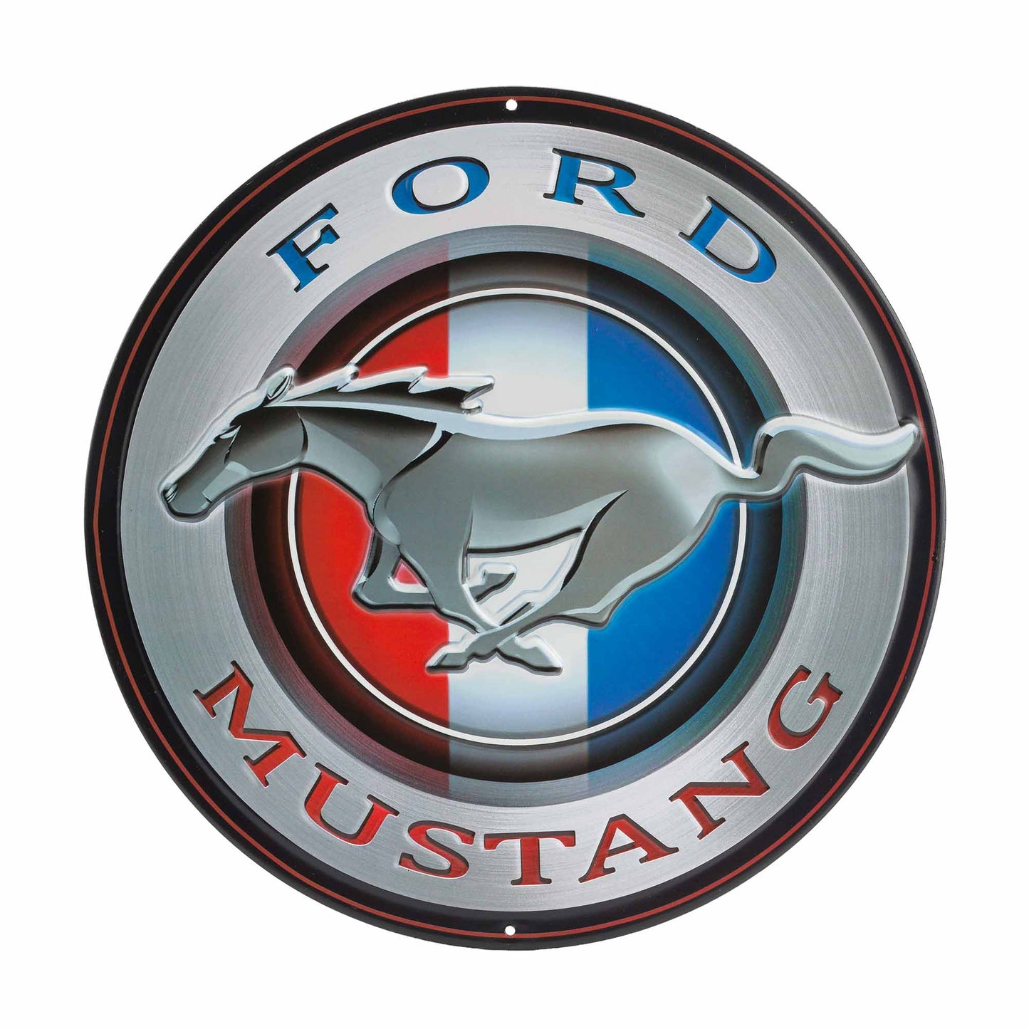Ford Mustang Round Embossed Metal Sign - tractorup2