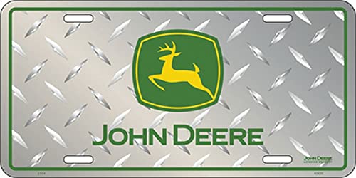 John Deere Silver License Plate with Green Logo