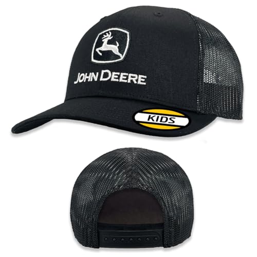 John Deere Youth Baseball Cap with Mesh Hat Trademark, Black